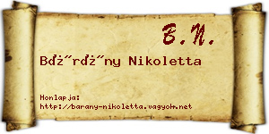 Bárány Nikoletta névjegykártya