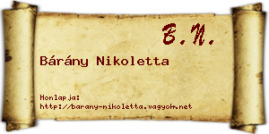Bárány Nikoletta névjegykártya