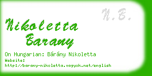 nikoletta barany business card