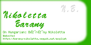 nikoletta barany business card